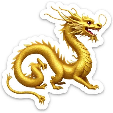 Golden Chinese dragon with floral pattern on its body  sticker