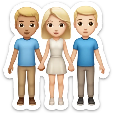 A white girl and two white boys holding hands sticker