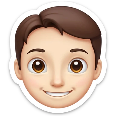 smiling face with a prominent forehead, cute and expressive sticker