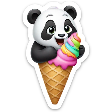 Panda eating ice cream sticker