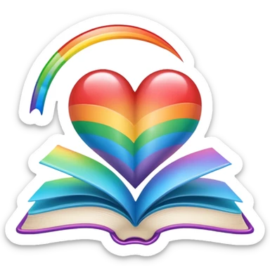 heart with rainbow gradient and book sticker