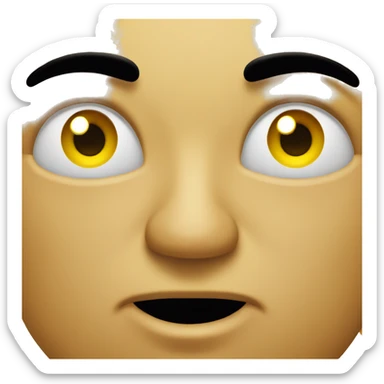 Normal yellow face emoji with rock one eye brow raise expression  sticker