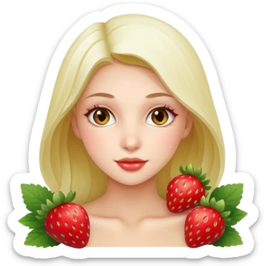 a beautiful girl mix with nenuphar and  Strawberries  sticker