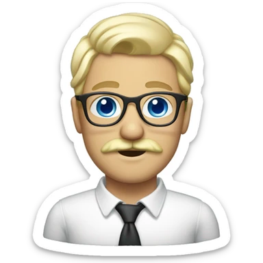 Blond, moustache, glasses and blue eyes sticker