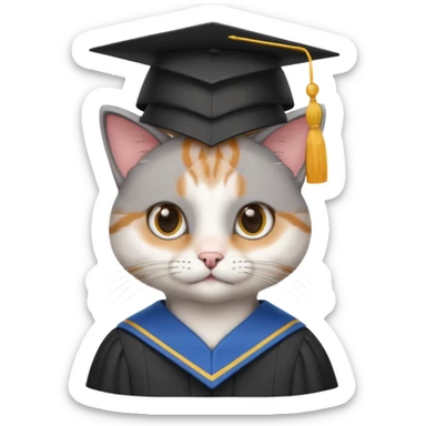 кот со шляпой выпускника sticker