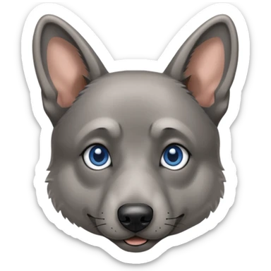 Gray German shepherd with one blue eye sticker