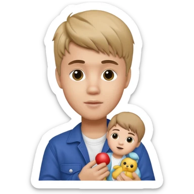 Justin Bieber with labubu sticker