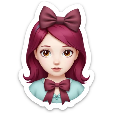 Girl with burgundy hair and a bow in her hair sticker