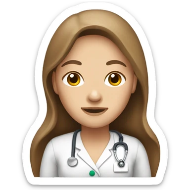 White brown long hair midwife  sticker