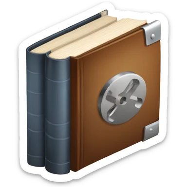 isometric thick BOOK with picture of wood, welder, leather sticker