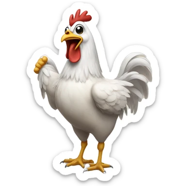 chicken cursing at the sky with the fist up sticker