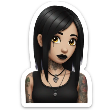 Goth girl, dressed in black, with piercings and tattoos sticker