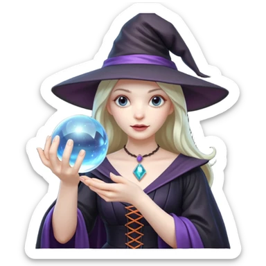 Hyperrealistic witches magic crystal ball, isolated, 3d rendering, detailed 16k hd. 600 doi, whimsical vibe. No emoji icons no emoji faces  sticker