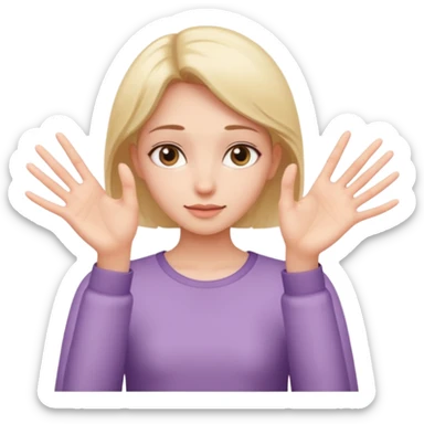 Girl with two hands in front no flowers and make them at different levels sticker