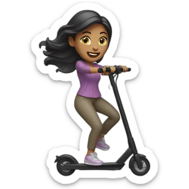 women throwing electric scooter sticker