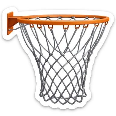 Cinematic Realistic image of a basketball hoop with a detailed metal rim and intricately woven net, captured in dynamic lighting that evokes the charged atmosphere of a competitive court sticker
