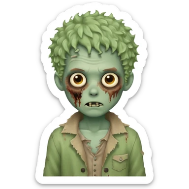Faça um menino zumbi com cabelo cacheado  sticker