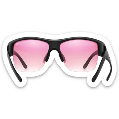 wraparound safety glasses with pink gradient lenses, sporty design sticker