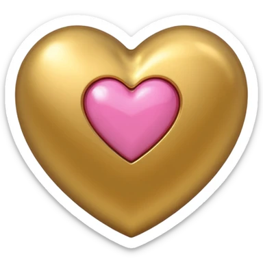 gold heart with one mini pink heart inside of it  sticker