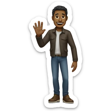 a man says hello, but he waves his foot instead of his hand. sticker