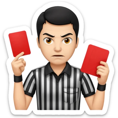 Referee with red card black hair and angry face  sticker