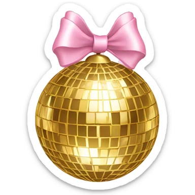 gold disco ball with bow light pink sticker
