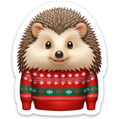 hedgehog wearing a Christmas sweater sticker