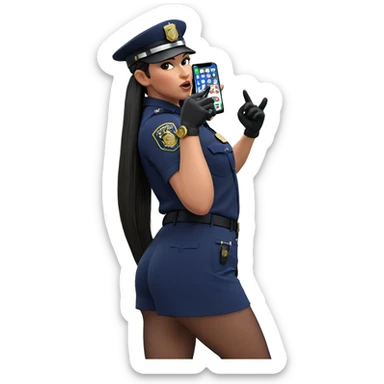 policewoman with smartphone in hand sticker