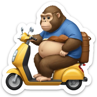 morbidly obese ape on a mobility scooter sticker