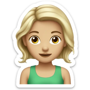 Girl green eyes, brown and blond hair sticker