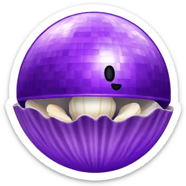 purple disco ball with clam shell sticker