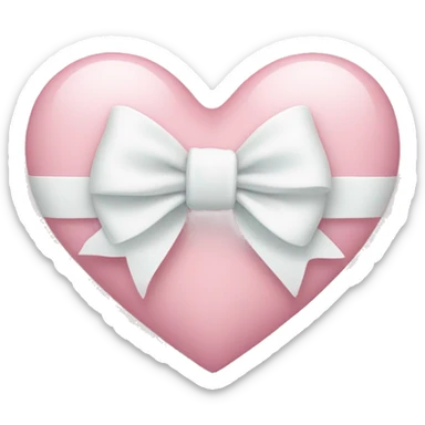 Pastel pink heart with white bow sticker