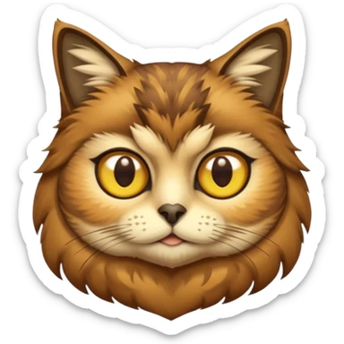 Buho gato defradado de amarillo y marron sticker