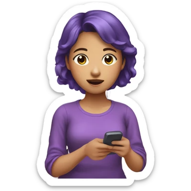 a corean girl using a purple phone inside of her house sticker