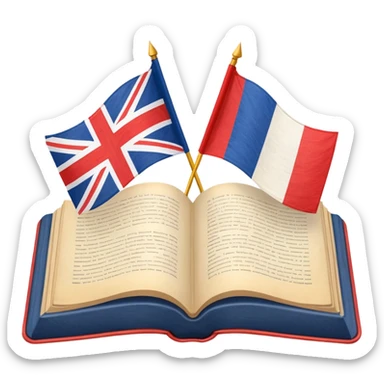 open book with two flags (например UK и France) above it sticker