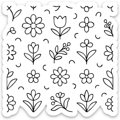 Seamless pattern with soft floral elements in retro Scandinavian style. sticker