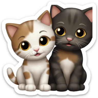 Cute Kitten best friends black and brown sticker