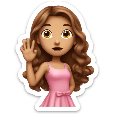 girl with long brown hair and pink dress blowing a kiss  sticker