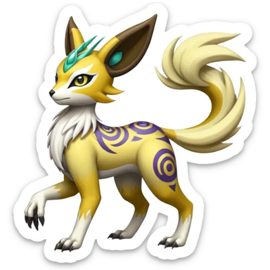 Tribal Exotic Meloetta-Renamon-Protogen-Palkia-hybrid-fusion-Fakémon-creature, full body sticker