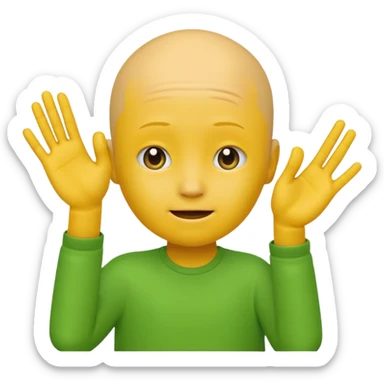 no hair round yellow emoji no finger upp with greenscreen sticker
