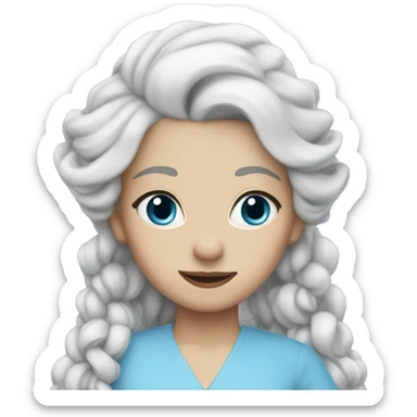 girl with white hair wearing sky blue queens dress sticker