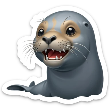 scary grey sea lion sticker