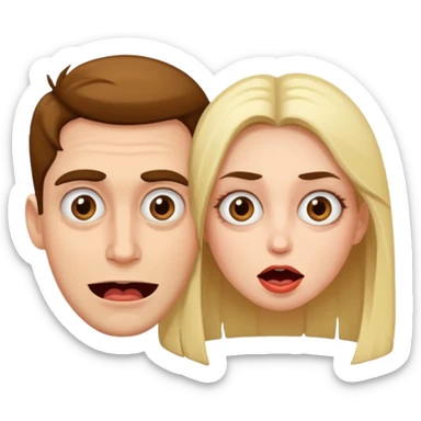 a man and a woman with weird crazy faces sticker