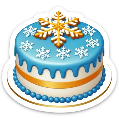 Snowflake cake thin round transparent dessert, simplified emoji style with bold outlines and bright colors, cartoon style Xuehua Gao Suzhou specialty sticker