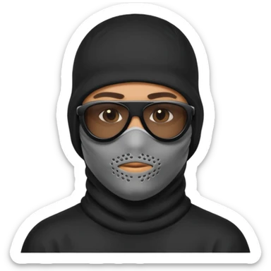 man in balaclava and black sunglasses sticker