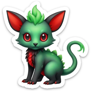 Kawaii Cute Edgy Black Green Red ethereal Fionbri-Vernid-animal-creature full body sticker