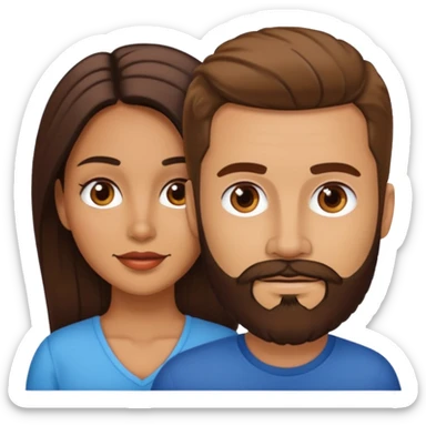 Naked Latina woman with white man with brown beard sticker