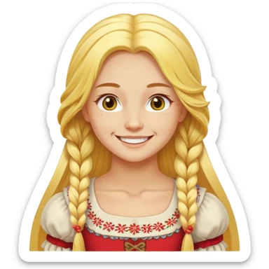 muscled girl from Poland in traditional Polish costume, long yellow hair sticker