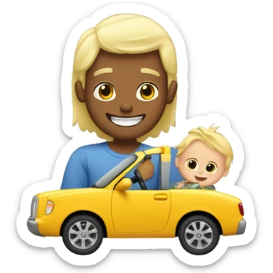 blonde dad plays cars with babyson sticker