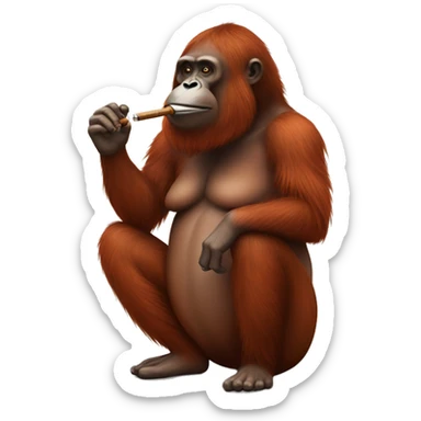 Full body Orangutan smoking tobacco pipe sticker